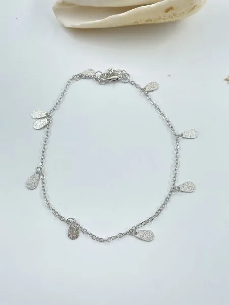 Gümüş Metal Plak Şarmılı Halhal 1
