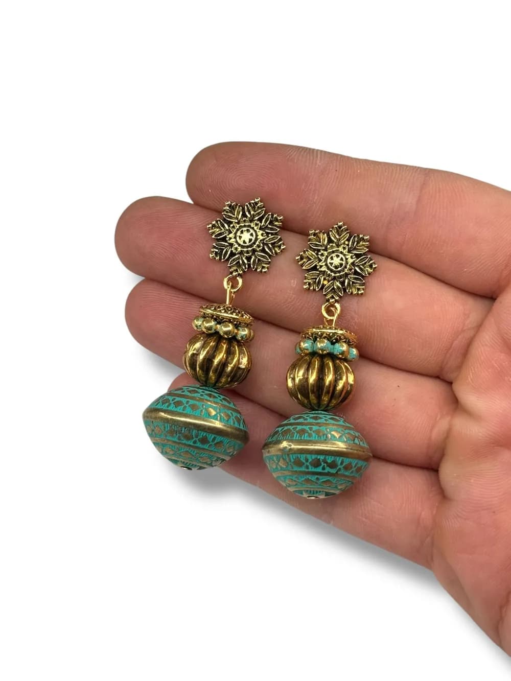 Vintage Taş Filigre Sallantılı Küpe 1