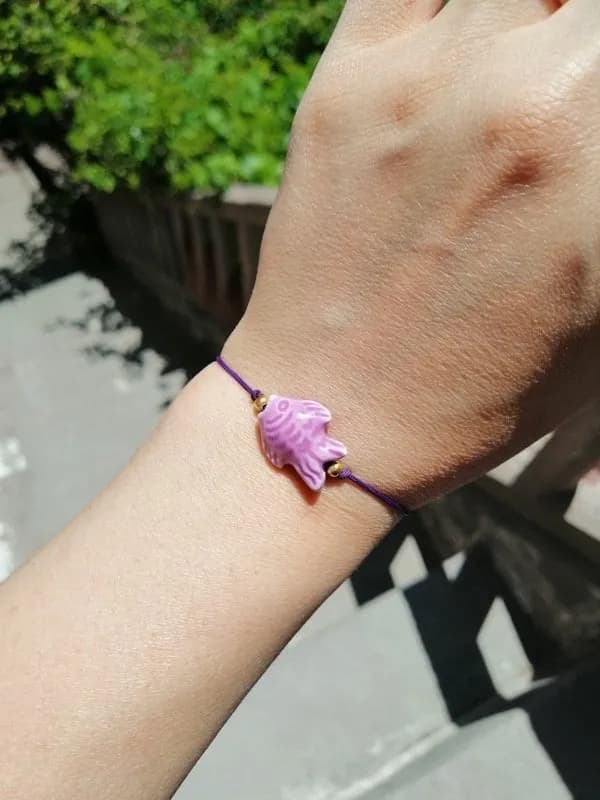 Mor Pembe Çiçek Sarkıtlı Bileklik 1