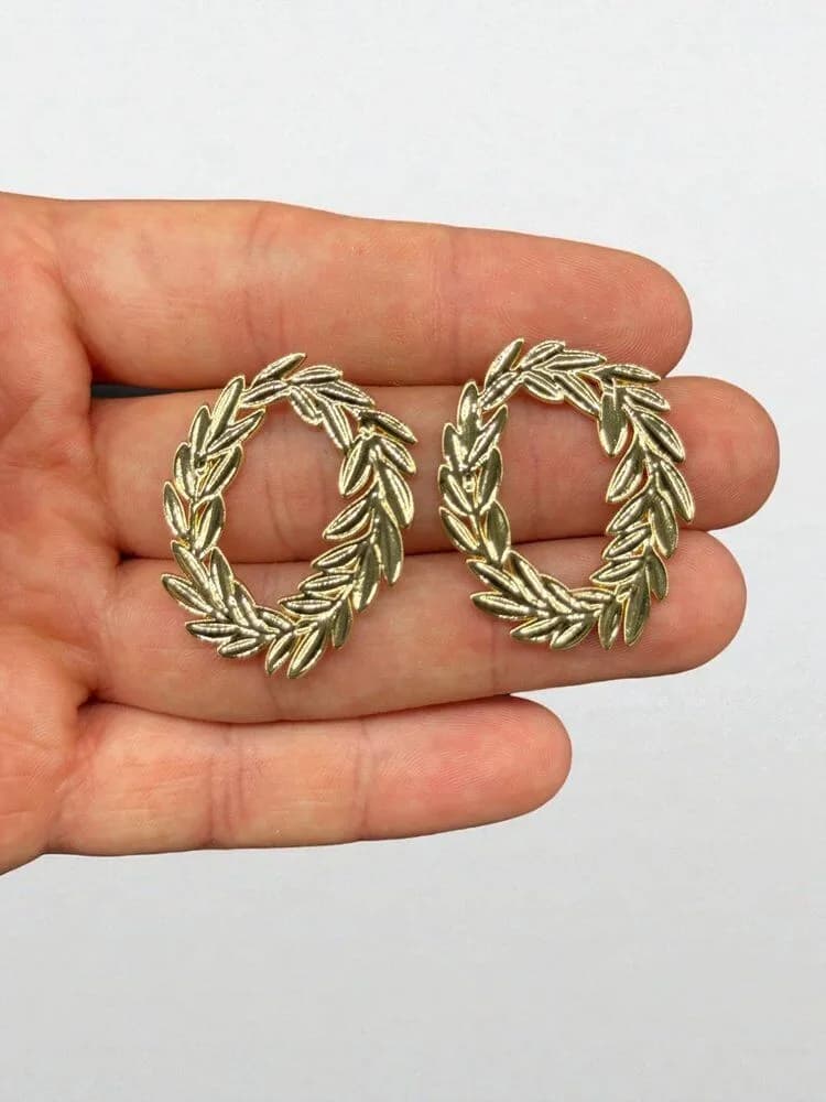 Vintage Metal Yaprak Halka Küpe 1