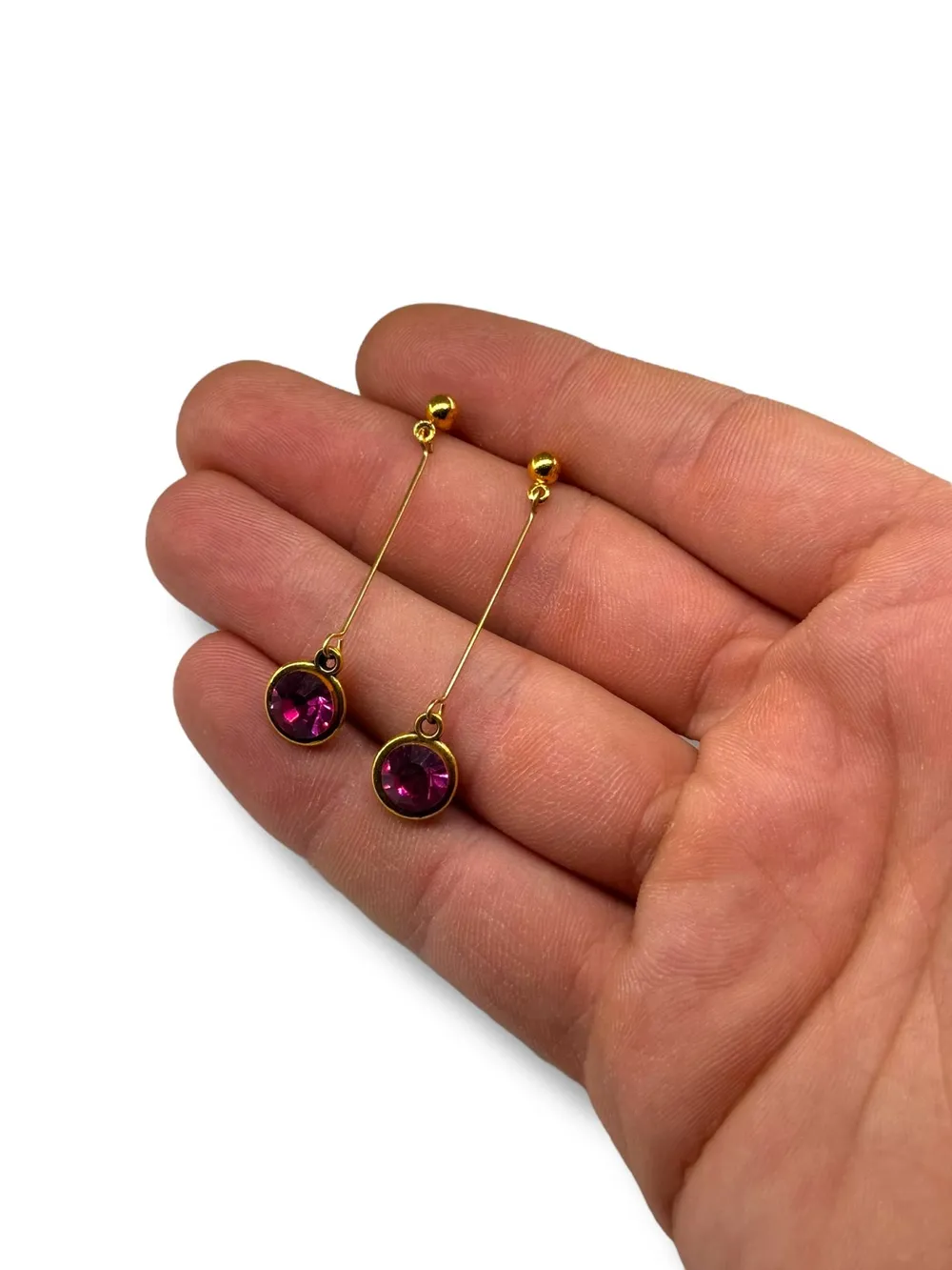 Mor Amethyst Faceted Sallantılı Küpe 1