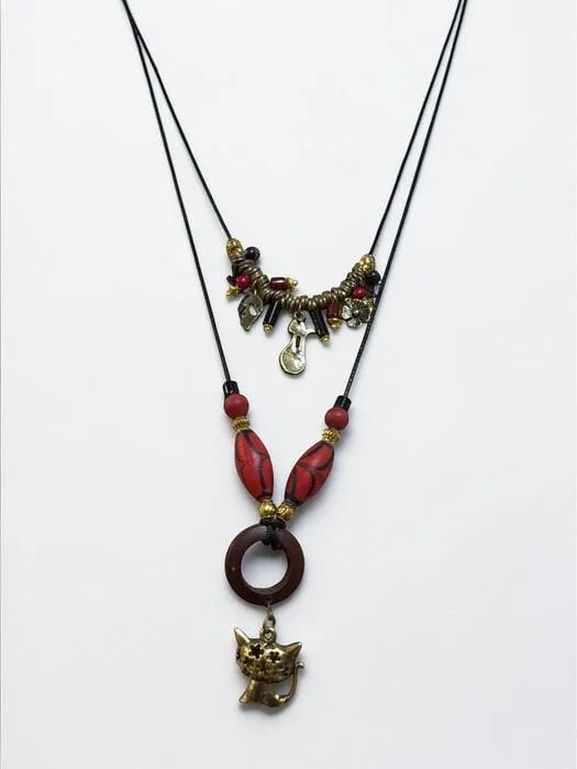 Etnik Metal Charm Sarkıtlı Kolye 1
