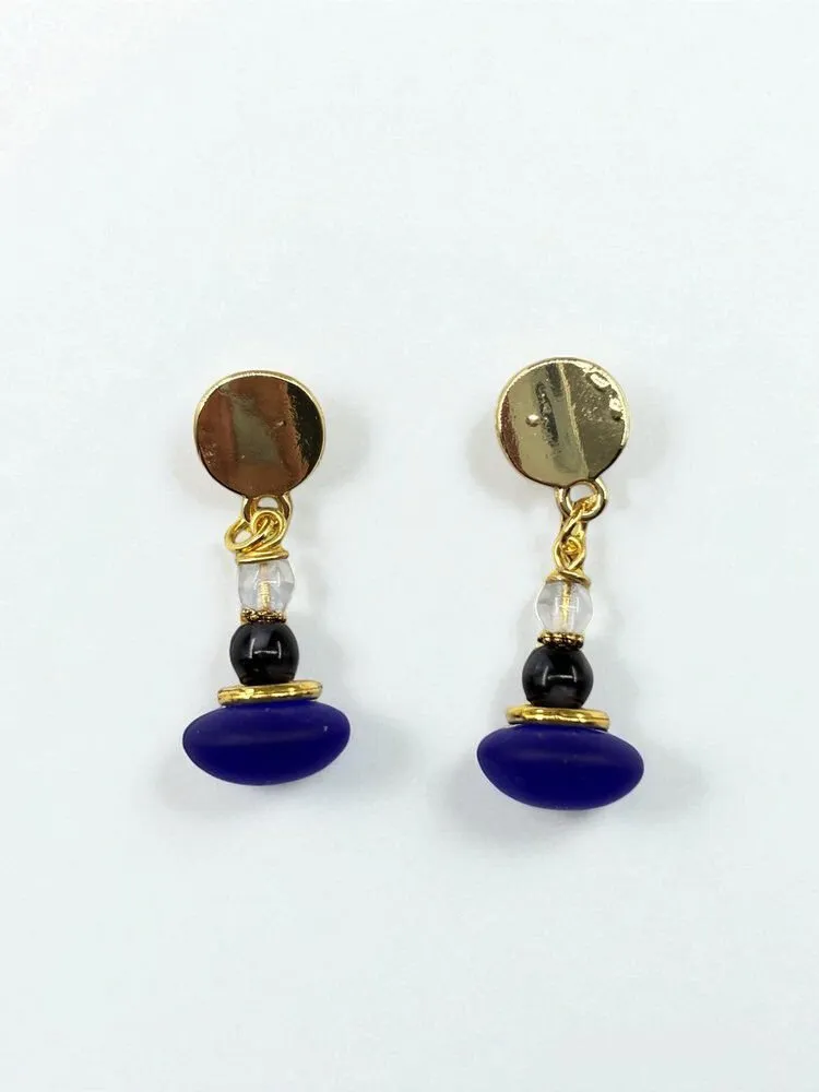 Safir Mavi Oval Taş Küpe 1