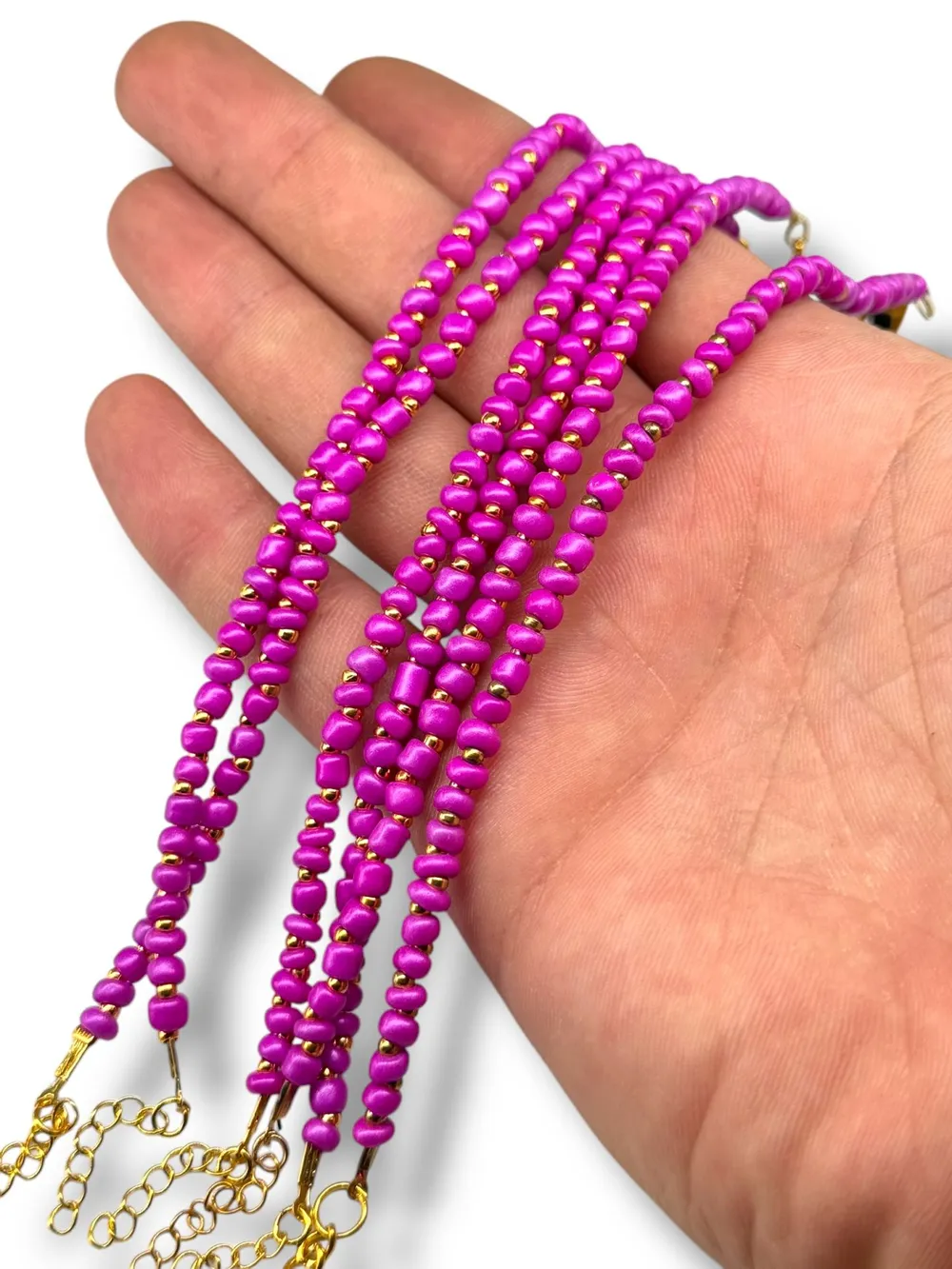 Renkli Magenta Boncuk Bileklik Seti 1