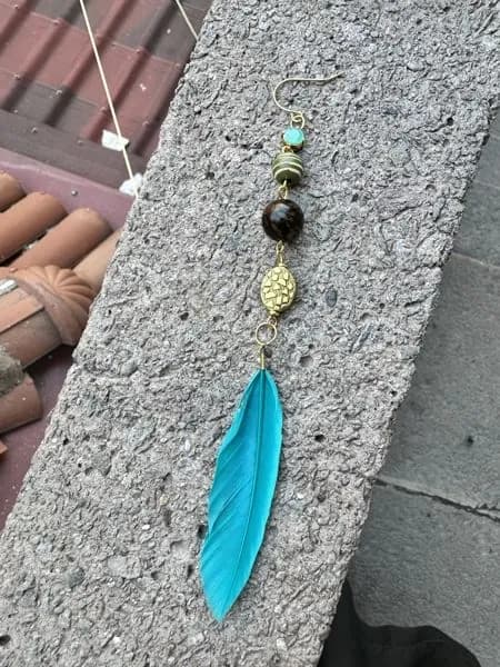 Turkuaz Yaprak Doğal Taş Sallantılı Küpe 1