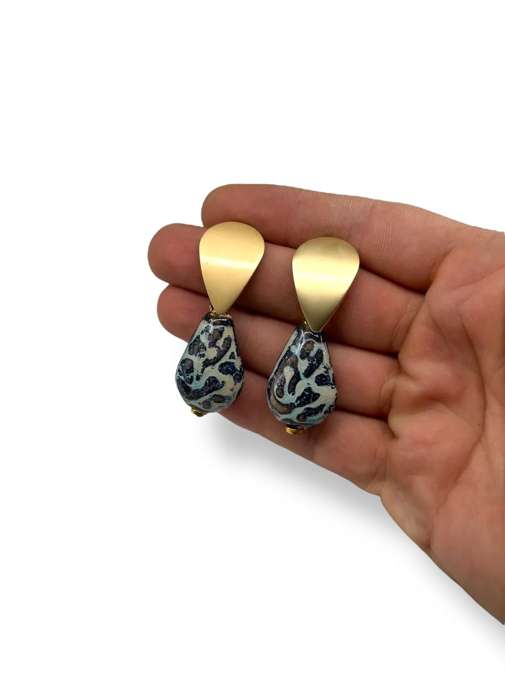 Leopar Desen Metal Kalp Küpe 1
