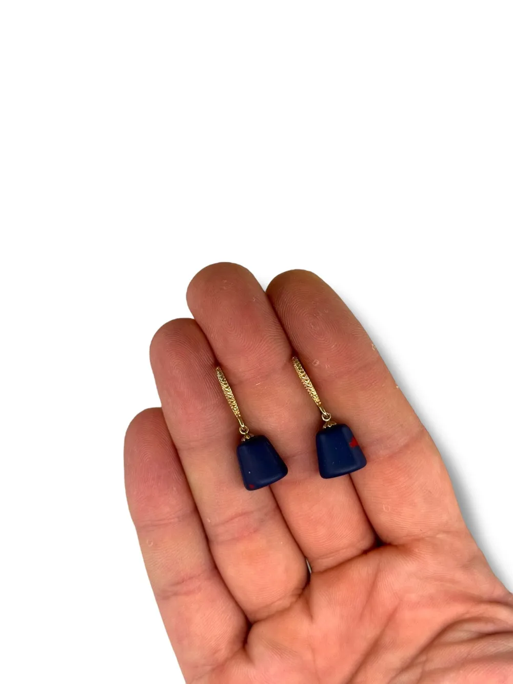 Lacivert Cam Trapez Küpe 1