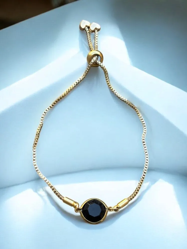 Minimal Siyah Taş Metal Bileklik 1