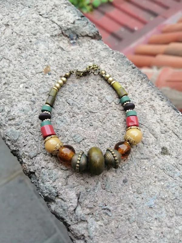 Etnik Taş Ahşap Karma Bileklik 1