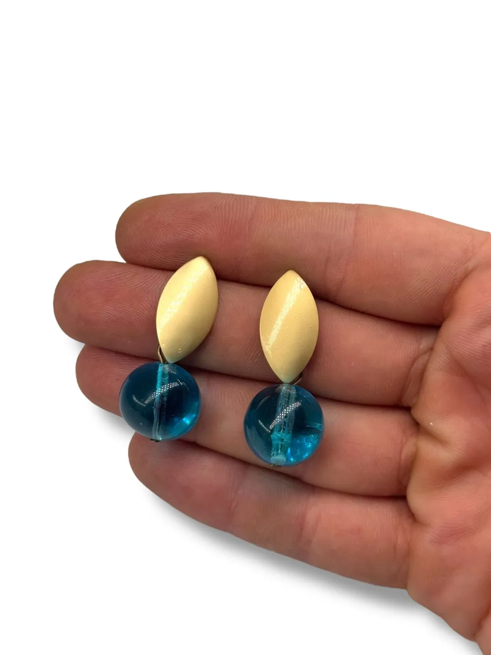 Turkuaz Cam Oval Küpe 1