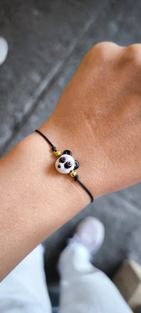Panda Charm Siyah Lastikli Bileklik 1