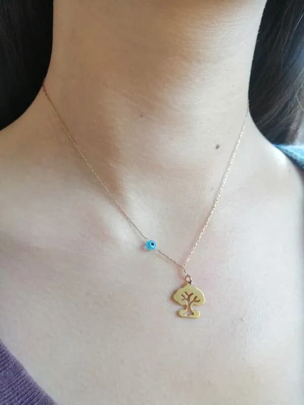 Turkuaz Cam Yaprak Charm Kolye 1