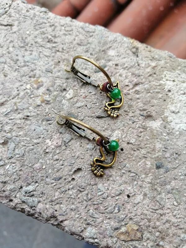 Yeşil Kristal Etnik Metal Küpe 1