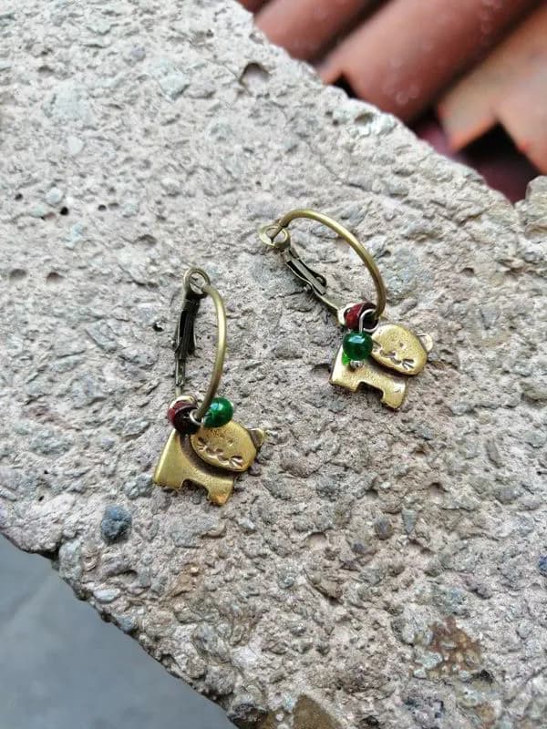 Etnik Altın Çan Turkuaz Küpe 1