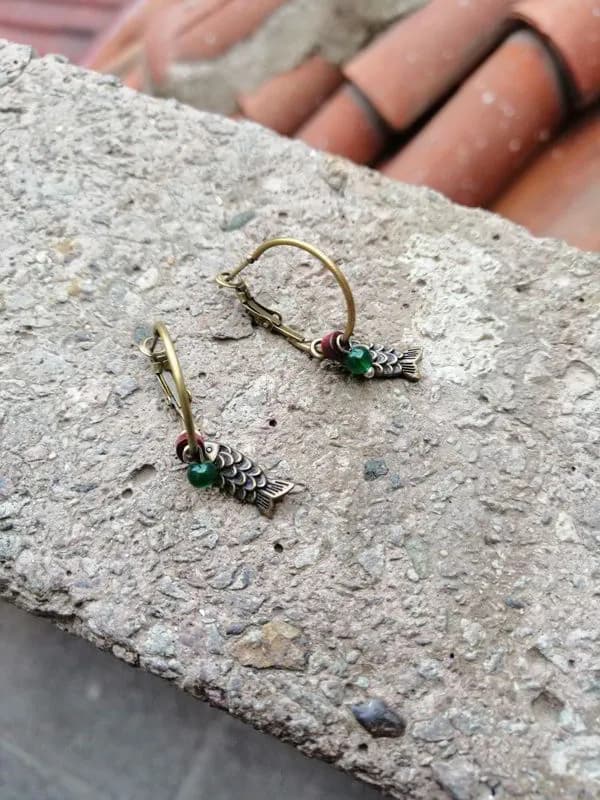Etnik Yeşil Taş Patine Küpe 1