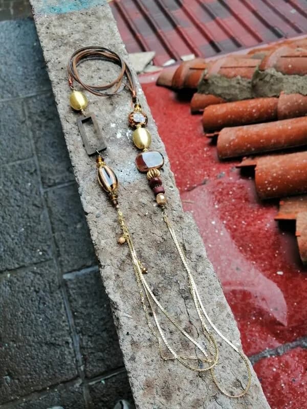 Etnik Ahşap Taş Bohem Kolye 1