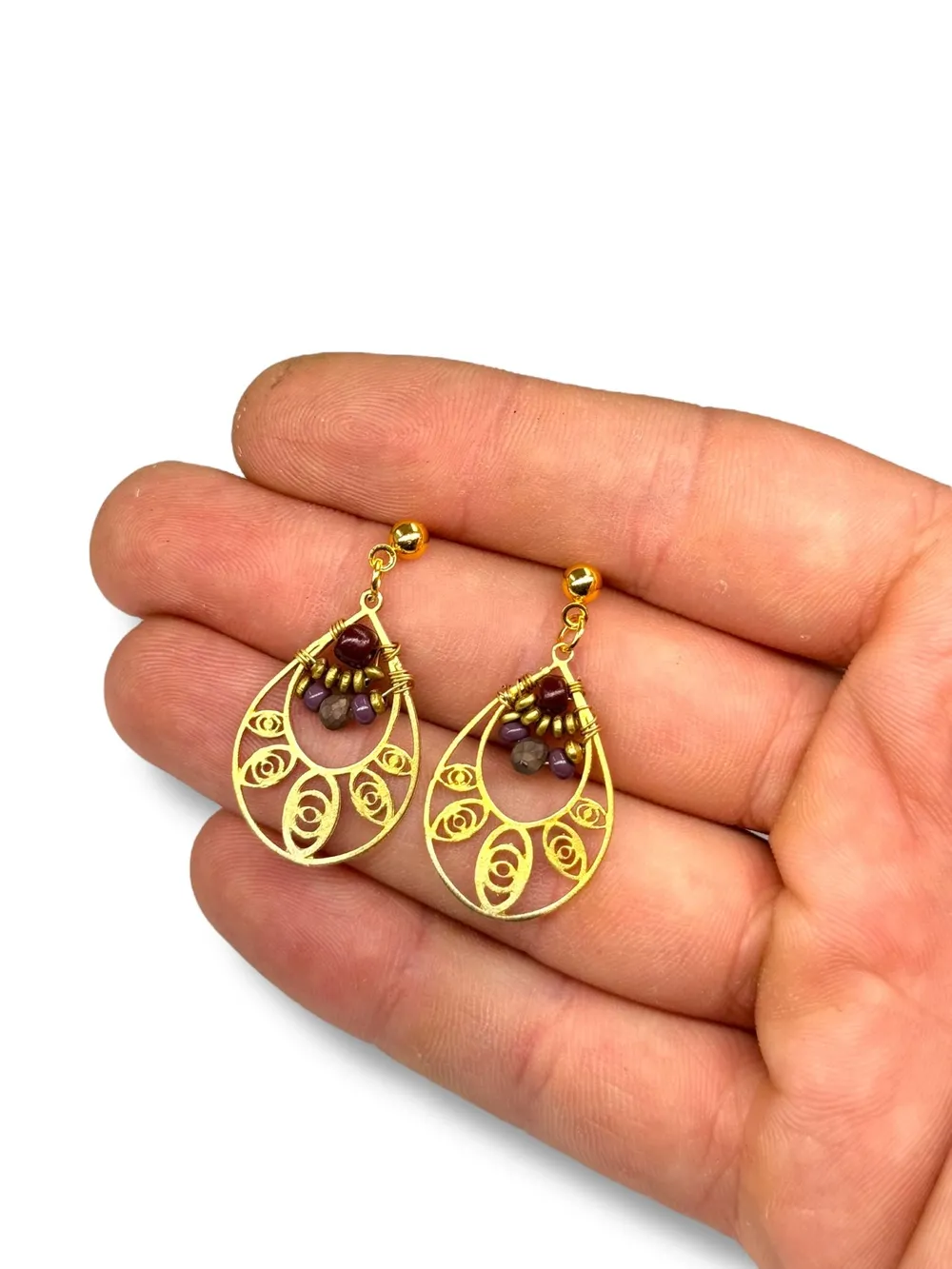 Altın Ajouré Teardrop Küpe 1