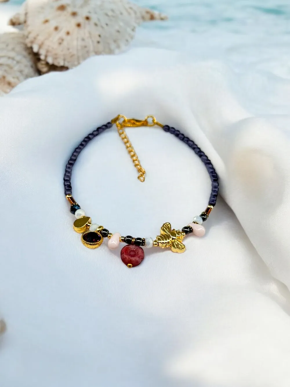 Lacivert Charm Ayak Bilezisi 1