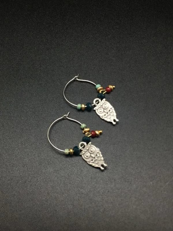 Klasik Baykuş Figürü Sallantılı Küpe 1