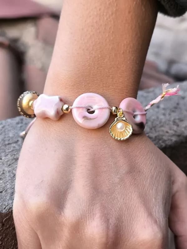 Pastel Lila Cam Boncuk Bileklik 1