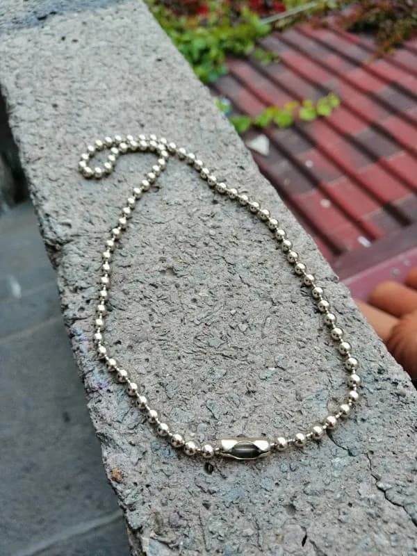 Klasik Gümüş Metal Boncuk Kolye 1