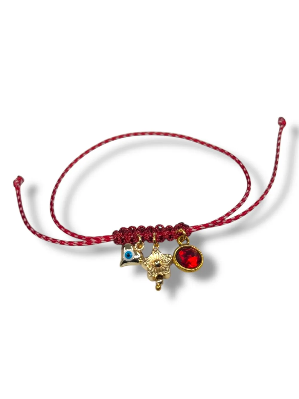 Bordo İp Metal Charm Bileklik 1