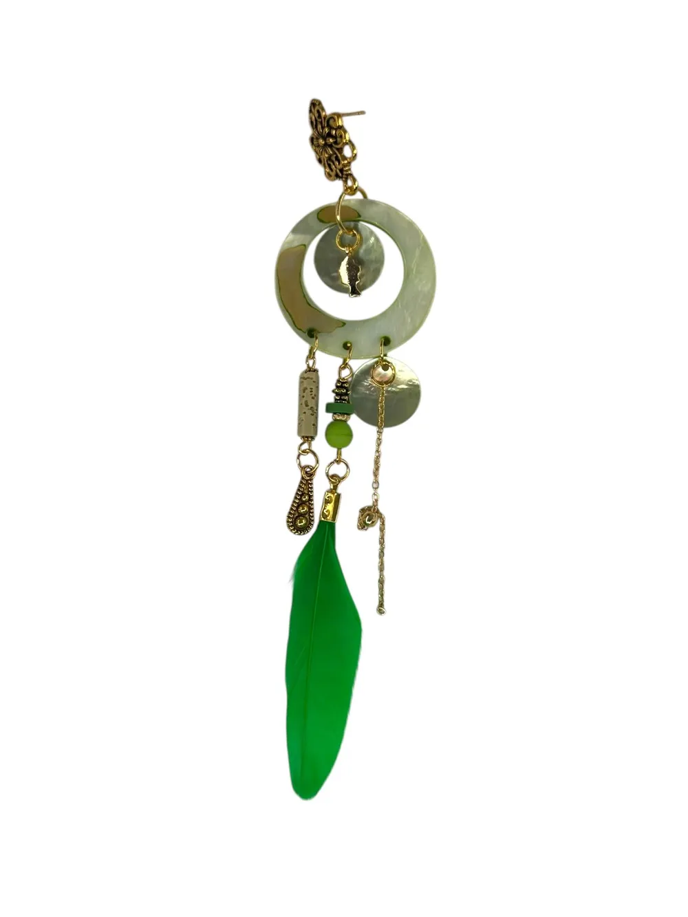 Etnik Yeşil Jade Sarkıtlı Küpe 1