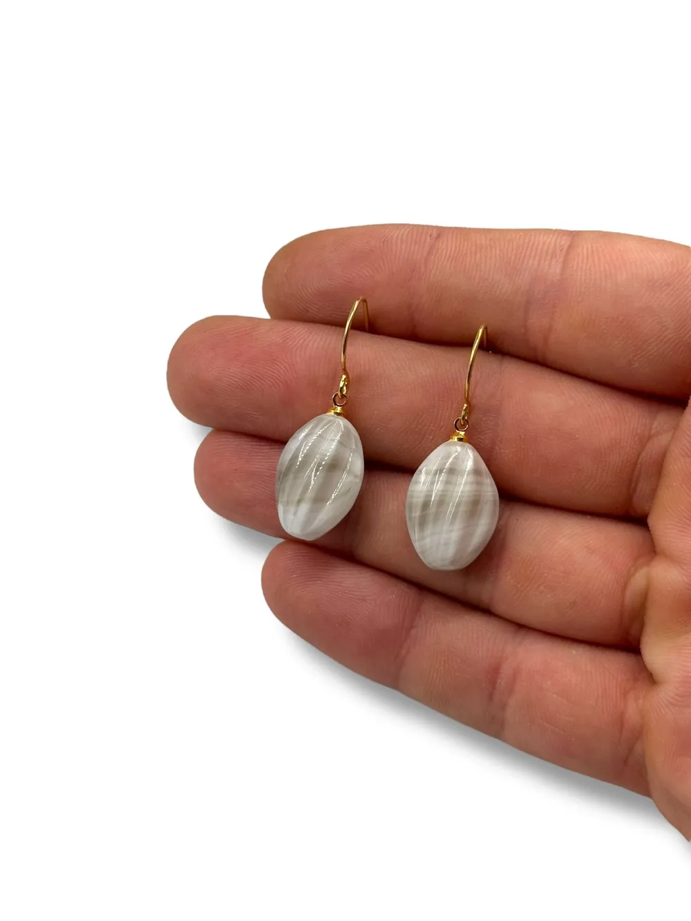 Klasik Doğal Taş Oval Küpe 1