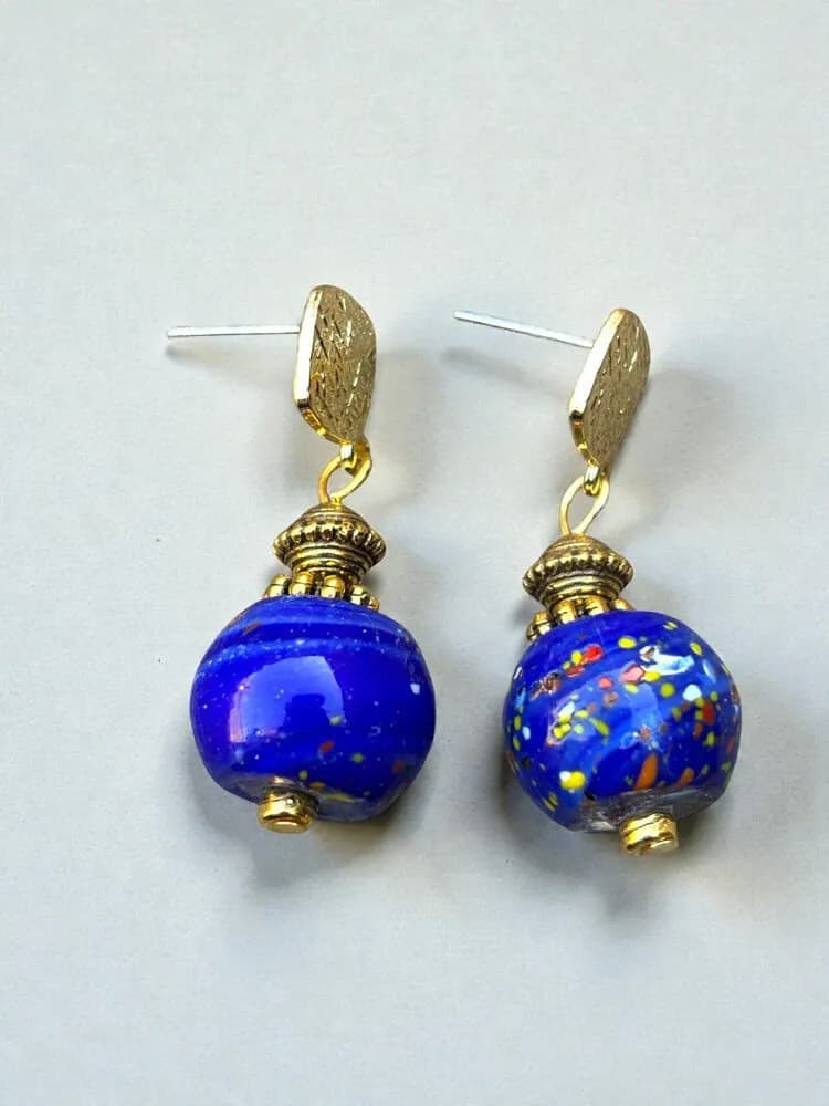 Lüks Lapis Lazuli Cam Küpe 1