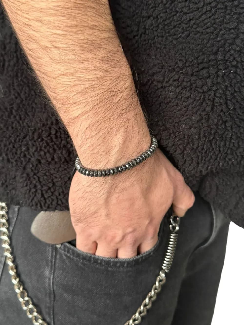 Mat Gri Boncuk Unisex Bileklik 1