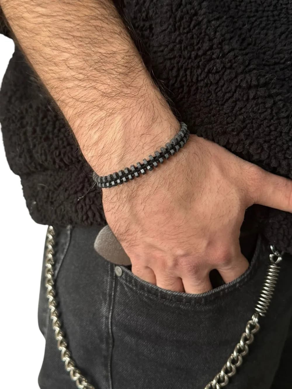 Mat Siyah Boncuk Metal Bileklik 1