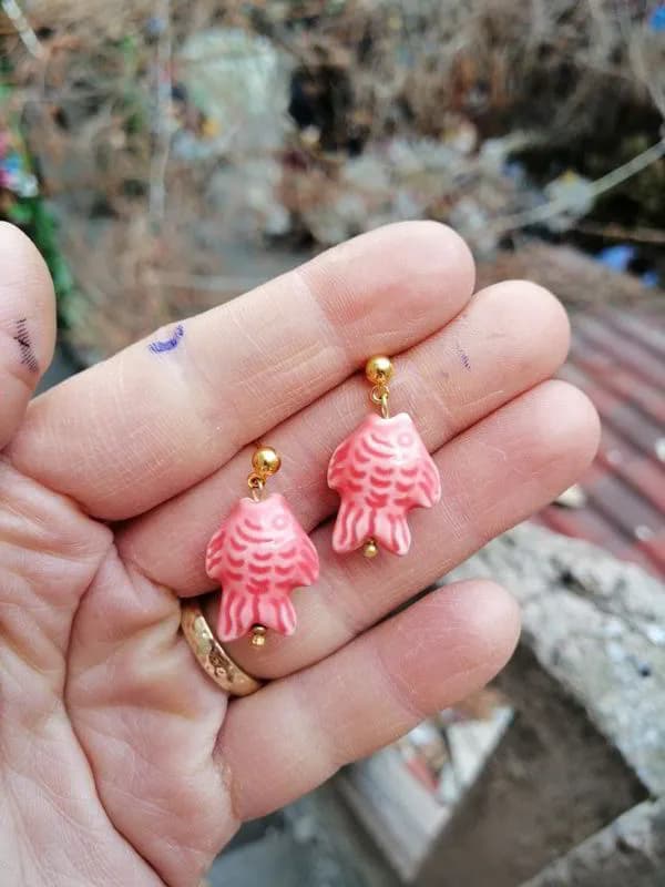 Pembe Çiçek Mercan Küpe 1