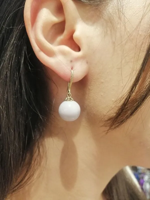 Klasik Beyaz Pearl Sallantılı Küpe 1