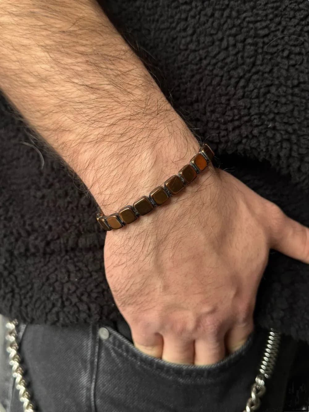 Erkek Mat Kahverengi Boncuk Bileklik 1