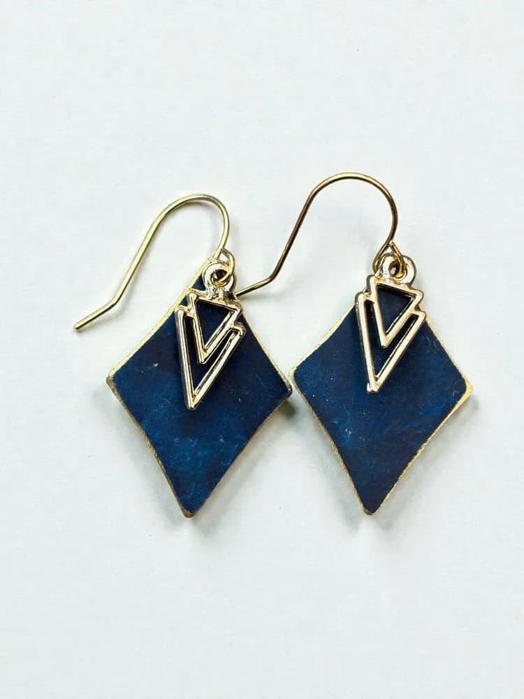 Geometrik Lapis Lazuli Taş Küpe 1