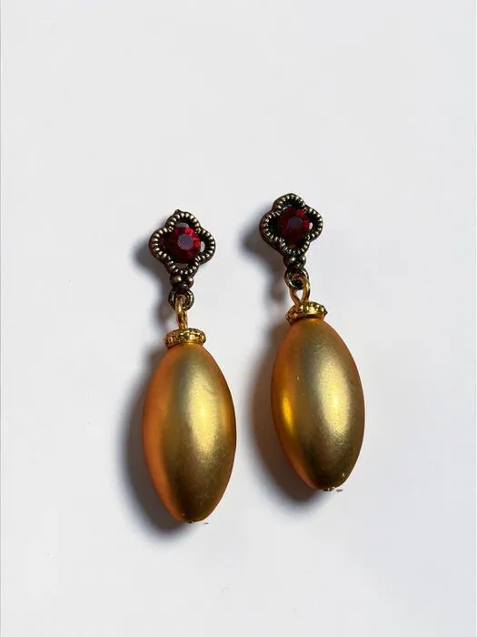 Vintage Amber Oval Küpe 1