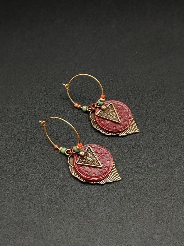 Vintage Pembe Yapraklı Küpe 1